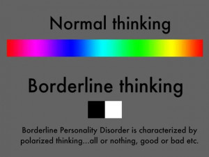 ... black and white thinking too. Borderline Personality Disorder (BPD