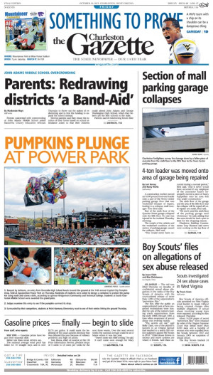 front page leads with Kanawha County parents saying redistricting ...
