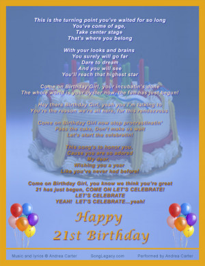 Lyric sheet for original Twenty-first Birthday Song 
