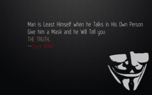 Minimalistic quotes masks oscar wilde v for vendetta wallpaper ...