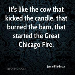 Jamie Friedman - It's like the cow that kicked the candle, that burned ...