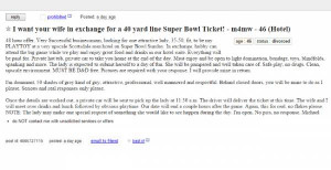 Man wants to trade Super Bowl ticket for your wife