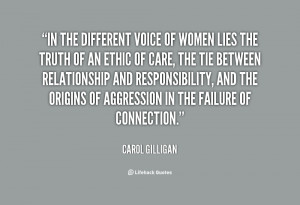 In the different voice of women lies the truth of an ethic of care ...