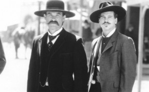 ... as Wyatt Earp and Val Kilmer as Doc Holliday in 