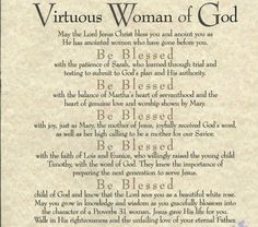Virtuous Woman Of God Be Blessed