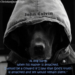 John Calvin Quote - Truth Being Attacked - Dog in a hoodie