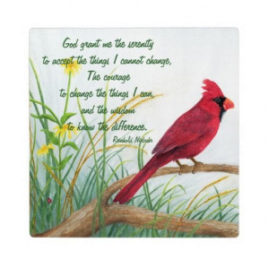 Serenity Prayer - Bright Red Cardinal Plaque