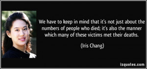 We have to keep in mind that it's not just about the numbers of people ...