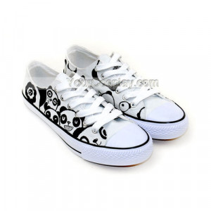 Cute Panda Series Couple Matching Low Top Hand Painted Canvas Sh, New ...