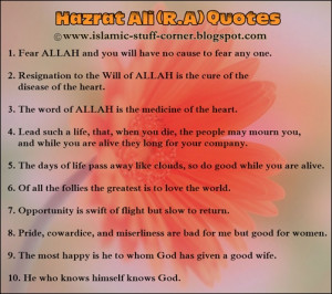Beautiful Golden Quotes of Hazrat Ali in English
