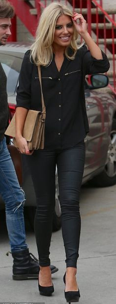 Mollie King- I love her style. I love the all black look with blonde ...