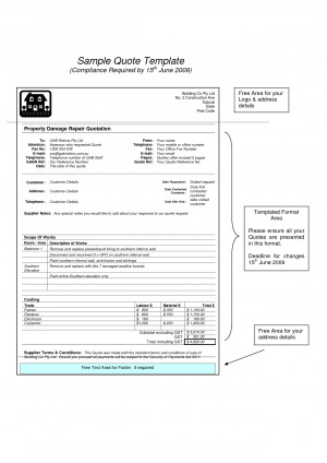 docstoc.comSample Quote Template (Compliance Required by 15th June