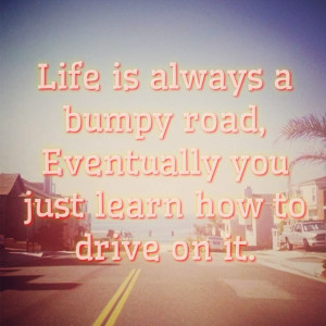 Life is always going to be a bumpy road. Eventually you just learn how ...