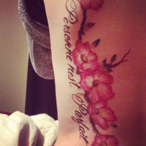 Cherry blossom/quote tattoo I just got 