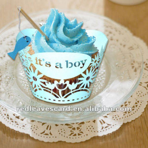 New Arrival: Red Leaves Laser Cut Baby Boy Shower Cupcake wrapper ...