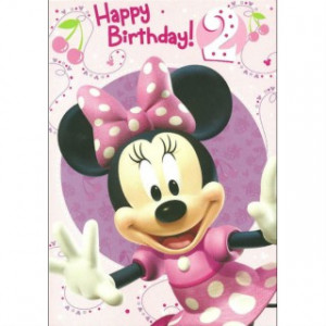 ... 'Happy Birthday - 2' Girls 2nd Birthday Card - Minnie Mouse Design