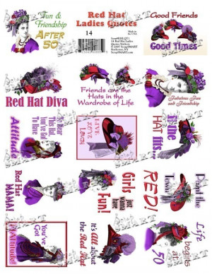 Red Hat Ladies Quotes - 14 on a Digital Collage Sheet Download ...