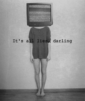 All lies quotes black and white girl art lies head television