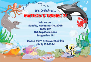 fish ocean sea birthday party invitations fish ocean sea birthday ...