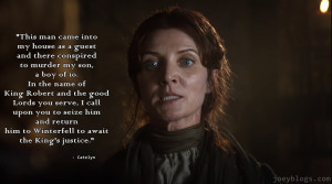 And here's Catelyn Stark beginning the entire war and killing her ...