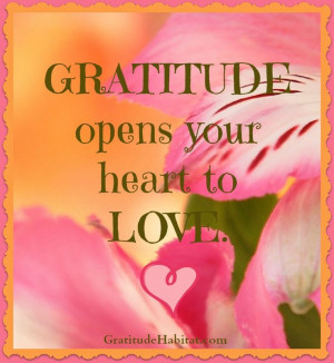 Gratitude opens your heart to love. www.GratitudeHabitat.com
