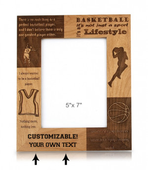 Customized Laser Engraved Basketball Quote Theme Photo Brown Wood ...