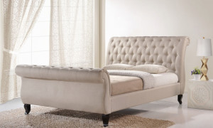 tufted sleigh bed fabric upholstery