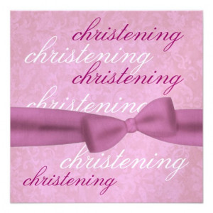Baby Girl Christening Pink Faux Bow E540 Invitations | Zazzle.co.uk