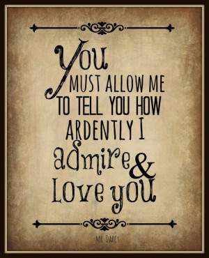 Jane Austen Pride and Prejudice quote Mr. Darcy by gbloomstudio, $15 ...