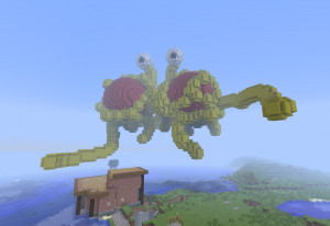 ... an excellent job creating this Flying Spaghetti Monster in Minecraft