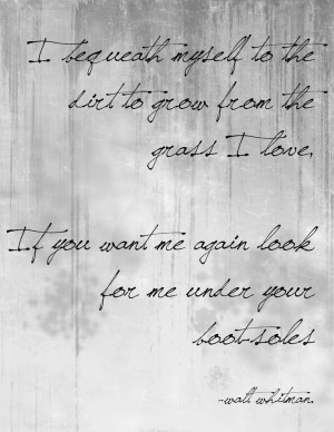bequeath myself to the dirt to grow from the grass I love, If you ...