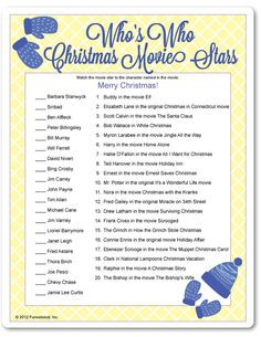 Printable Who's Who Christmas Movie Stars - Funsational.com More