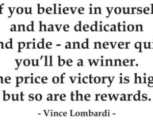 Believe in Yourself- Vince Lombardi Vinyl Wall Quote ...
