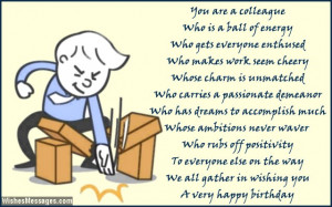 Inspirational birthday card poem for colleagues