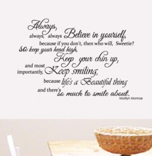 Always Beleive in Yourself Wall Decor Vinyl Sticker Decal Quote ...