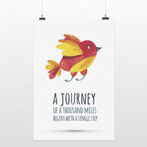 Light Art Picture Saying Bird Quotes Journey Red Watercolor Cartoon ...
