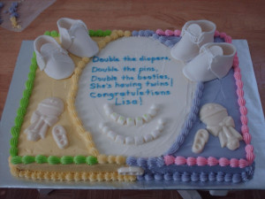 twins baby shower cake baby shower cake for fraternal twins size 11x15 ...