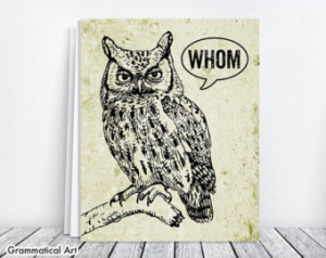 ... Owl Vintage English Poster Teacher Gifts for Teachers Who Whom English