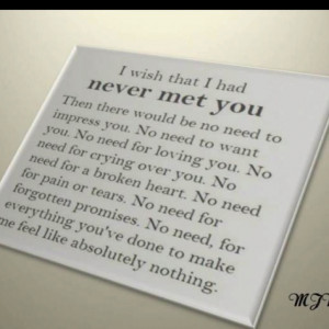 Wish I never met you..