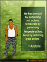 Postcard with Aristotle quote about measuring a man by his actions and ...