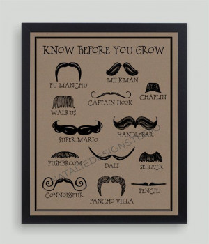 ... Funny Humorous Movember Quote Subway BROWN Art Print Mustache via Etsy