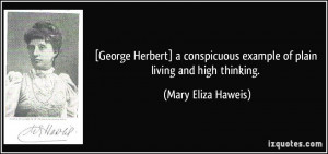 George Herbert] a conspicuous example of plain living and high ...