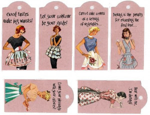 ... 50's ladies in apron and diet sayings digital delivery print over and