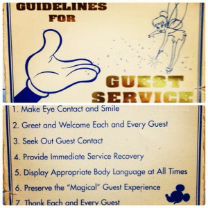 Disney guidelines for guest service.