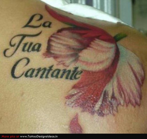 flower and italian quote tattoo