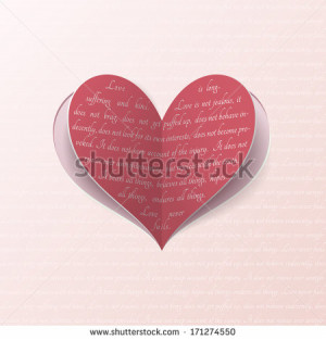 paper heart with quote from Bible about true love - stock photo