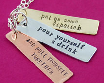 Pull Yourself Together Necklace - H and stamped mixed metals necklace ...