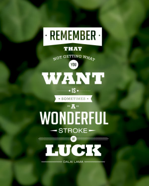 ... you want is sometimes a wonderful stroke of luck. ~ Dalai Lama Quote