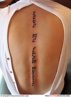 Feminine Spine Quote Tattoo On Back