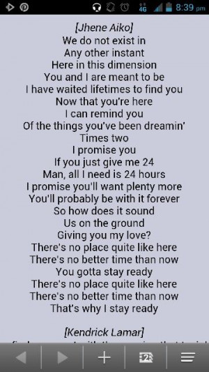 Jhene aiko-stay ready lyrics